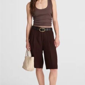 Tailored Brown Pleated Shorts